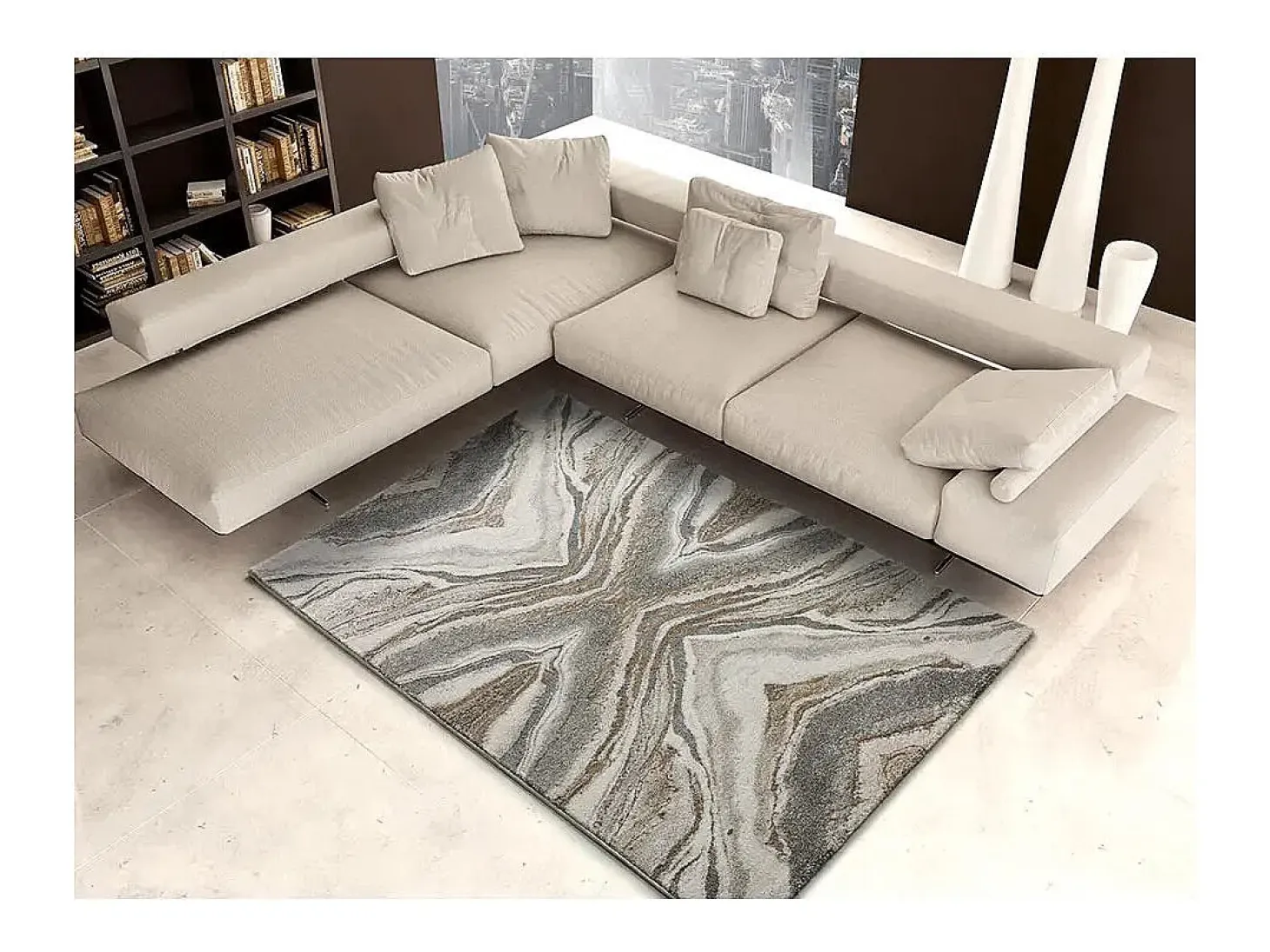Alfombra interior - abstracto - beige - 80 x 150 cm - WEIMAR