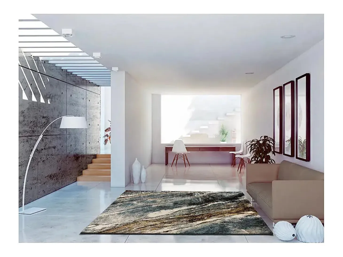 Alfombra interior - efecto mármol - gris - 140 x 200 cm - MARMOL MADERA
