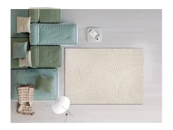Alfombra interior - escandinavo con relieve - blanco - 80 x 150 cm - LINA