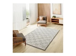 Alfombra interior - escandinavo con relieve - blanco - 152 x 235 cm - JUNO