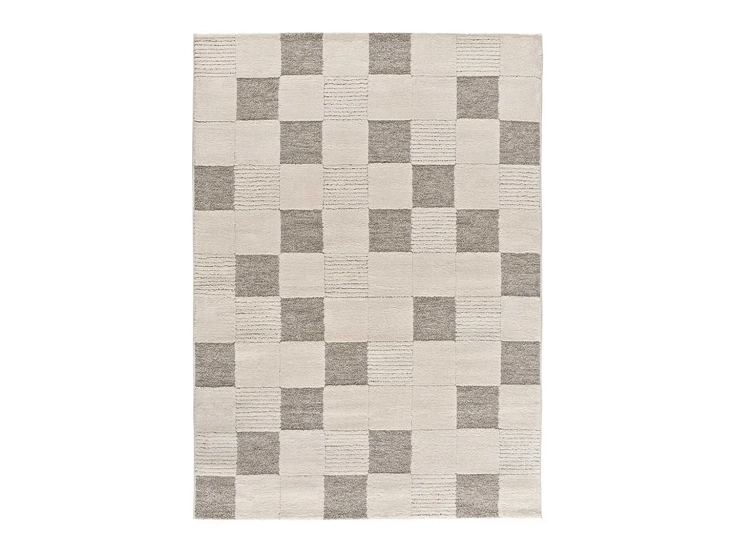 Alfombra interior - geométrico con relieve - crema - 160 x 230 cm - VERONA