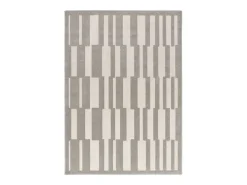 Alfombra interior - geométrico con relieve - gris / blanco - 80 x 150 cm - BARESA