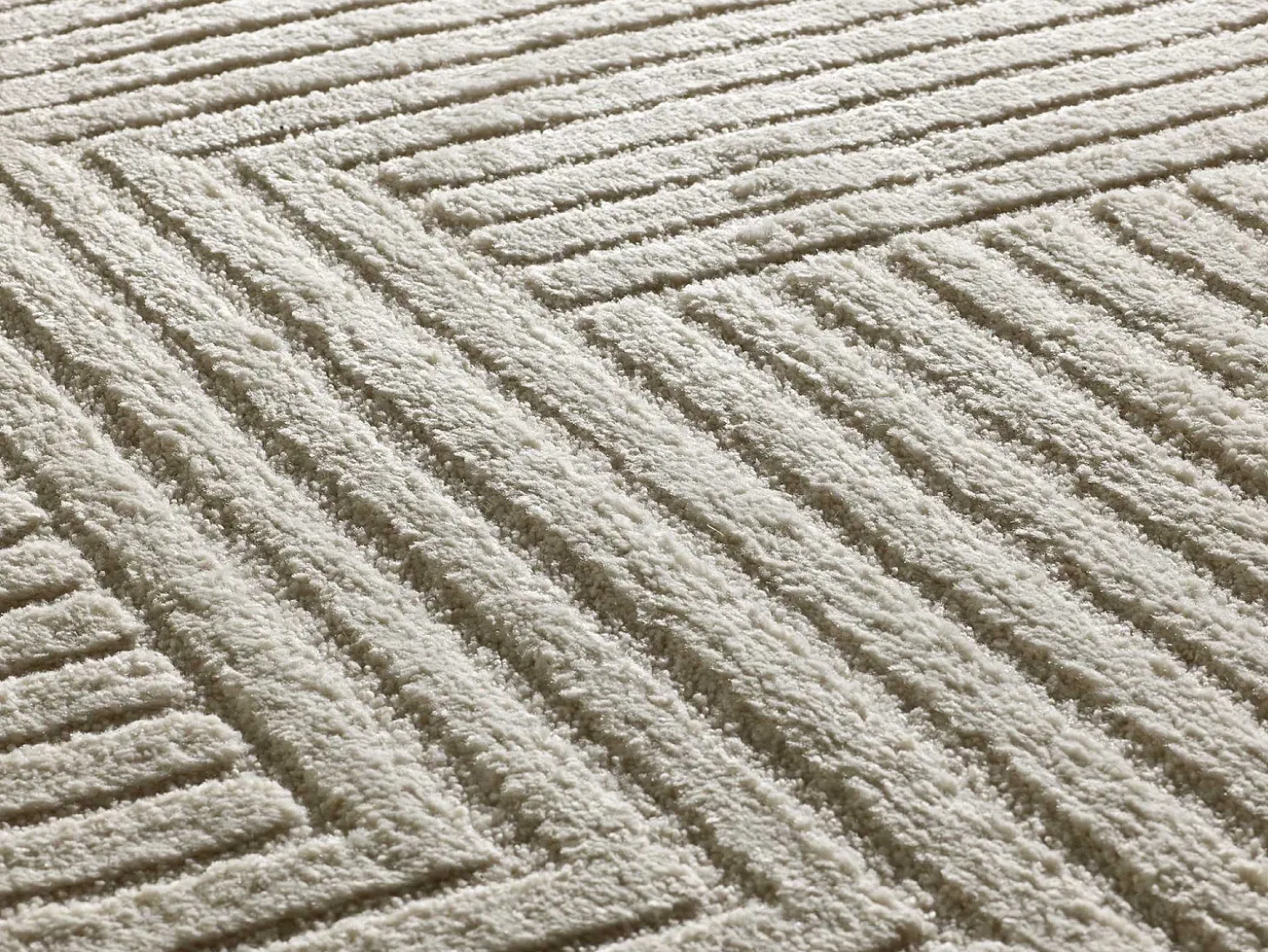 Alfombra interior - geométrico con relieve - crema - 80 x 150 cm - VERONA