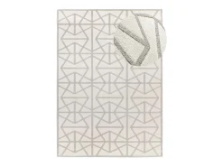 Alfombra interior - geométrico con relieve - plata - 133 x 190 cm - FLORA