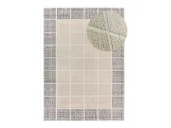 Alfombra interior - geométrico con relieve - blanco - 80 x 150 cm - FLORA