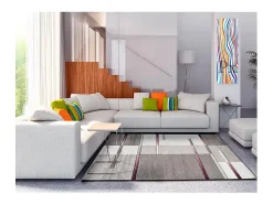 Alfombra interior - geométrico - lila / gris - 160 x 230 cm - DETROIT