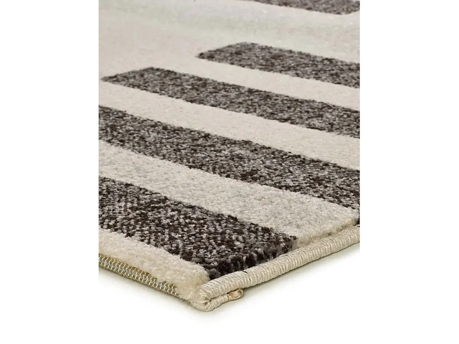 Alfombra interior - geométrico - beige / negro - 80 x 150 cm - LESSIA