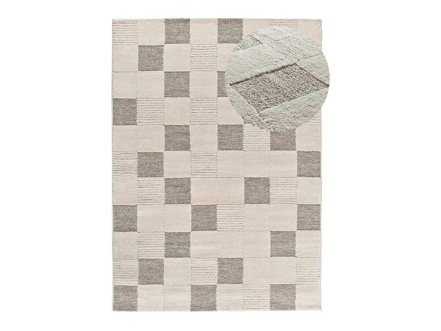 Alfombra interior - geométrico con relieve - crema - 80 x 150 cm - VERONA