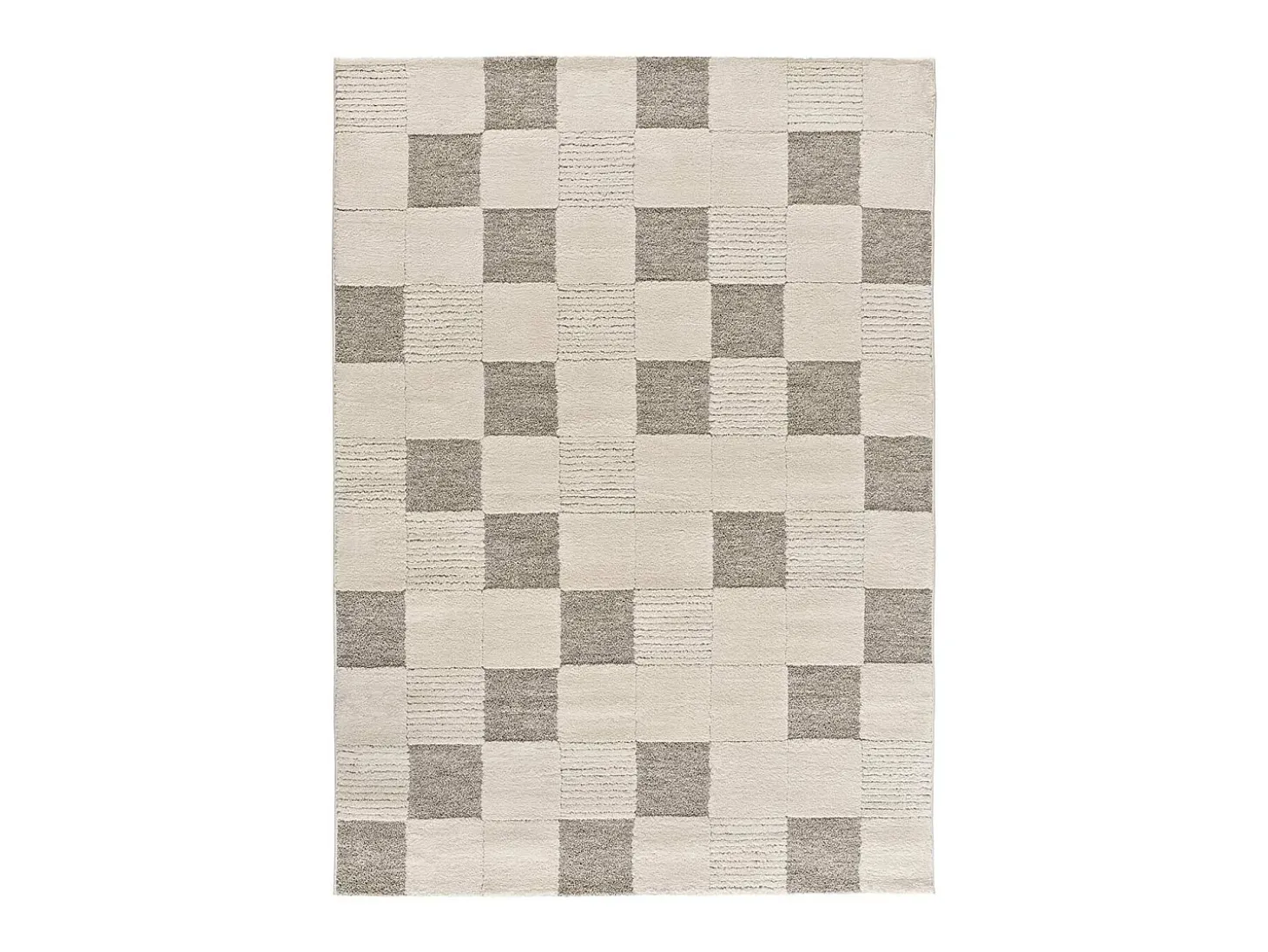 Alfombra interior - geométrico con relieve - crema - 80 x 150 cm - VERONA