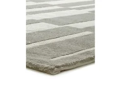 Alfombra interior - geométrico con relieve - gris / blanco - 133 x 190 cm - BARESA