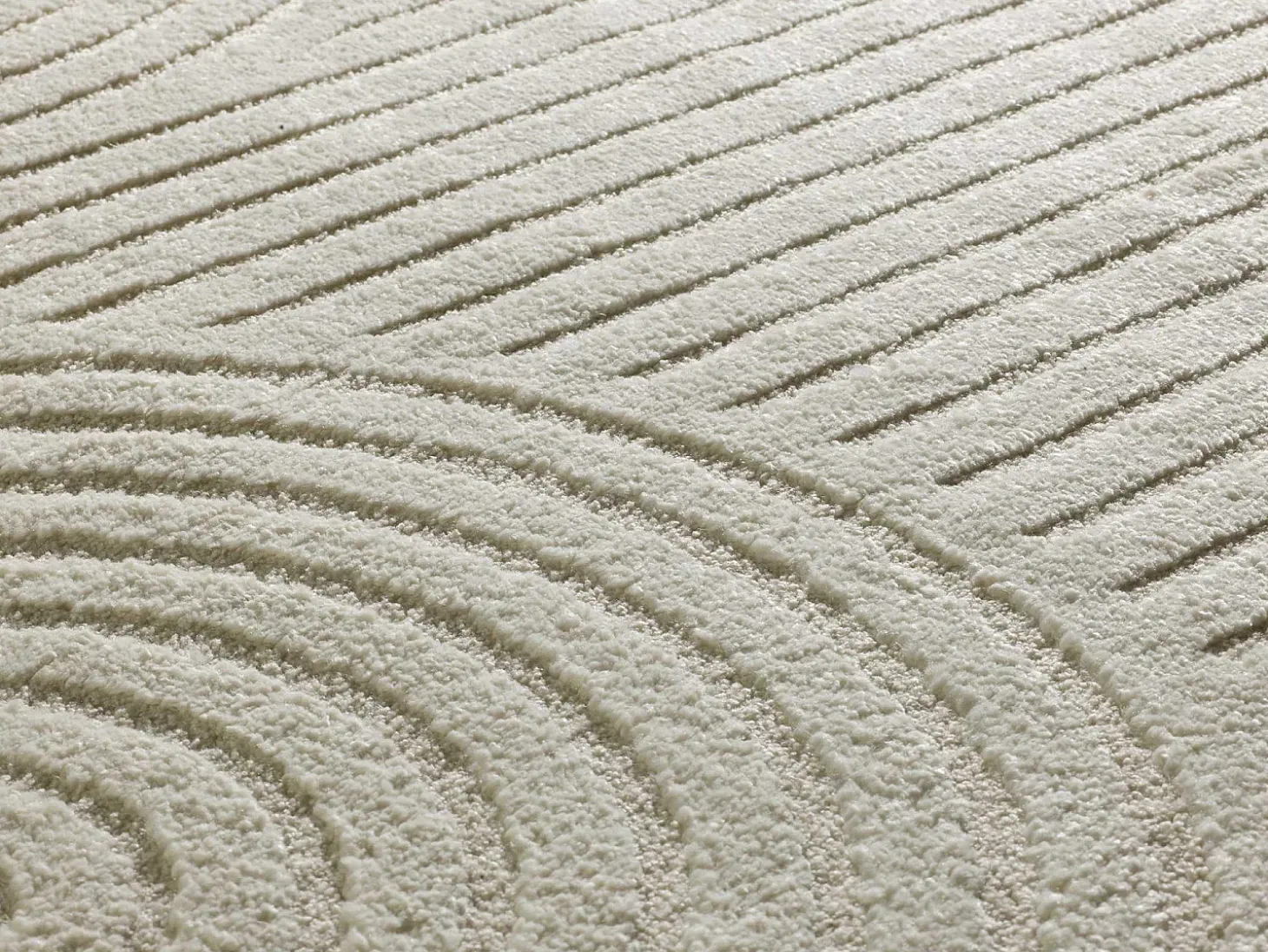 Alfombra interior - geométrico con relieve - crema - 160 x 230 cm - VERONA