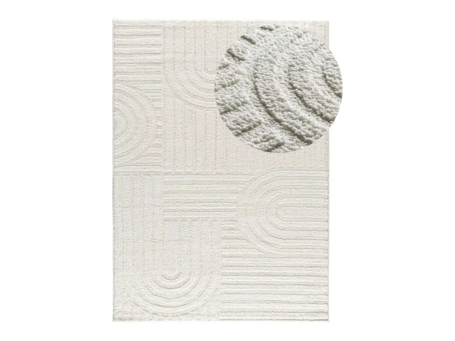 Alfombra interior - geométrico con relieve - blanco - 152 x 235 cm - JUNO