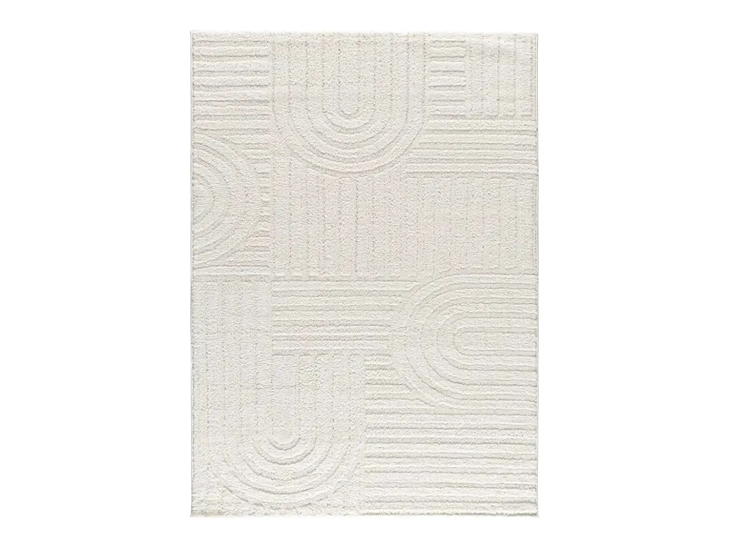 Alfombra interior - geométrico con relieve - blanco - 152 x 235 cm - JUNO