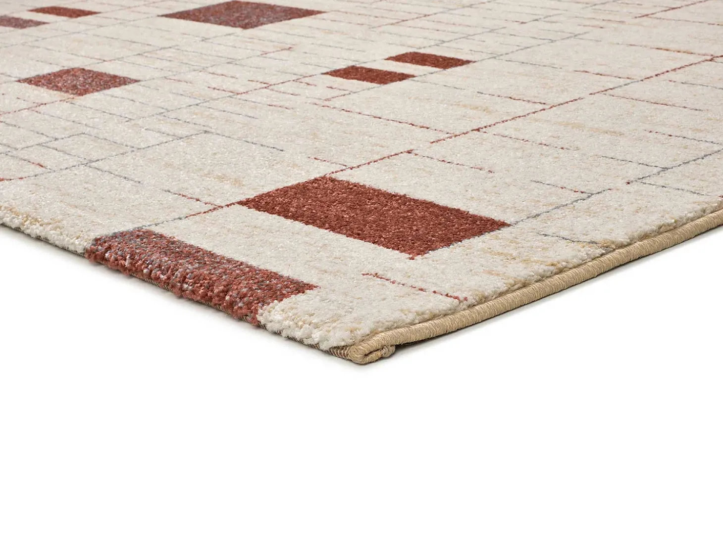 Alfombra interior - geométrico - beige / caldera - 160 x 230 cm - BERUTI