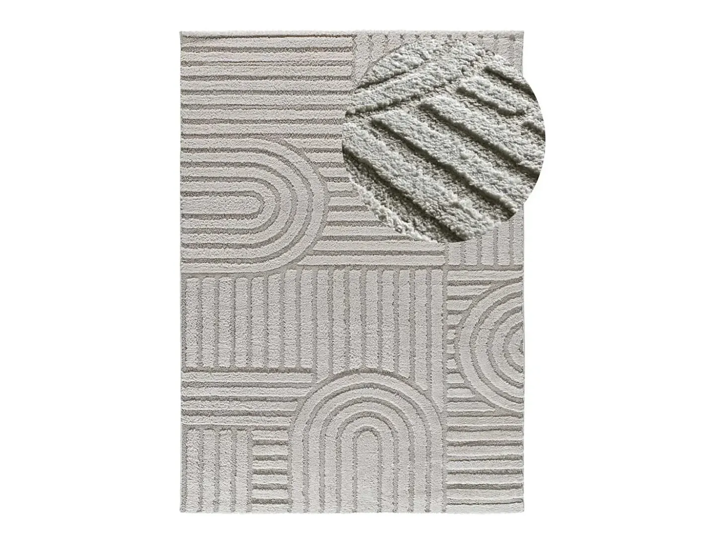 Alfombra interior - geométrico con relieve - gris - 126 x 190 cm - JUNO
