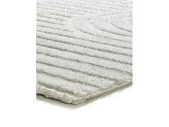 Alfombra interior - geométrico con relieve - blanco - 126 x 190 cm - JUNO