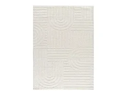Alfombra interior - geométrico con relieve - blanco - 126 x 190 cm - JUNO