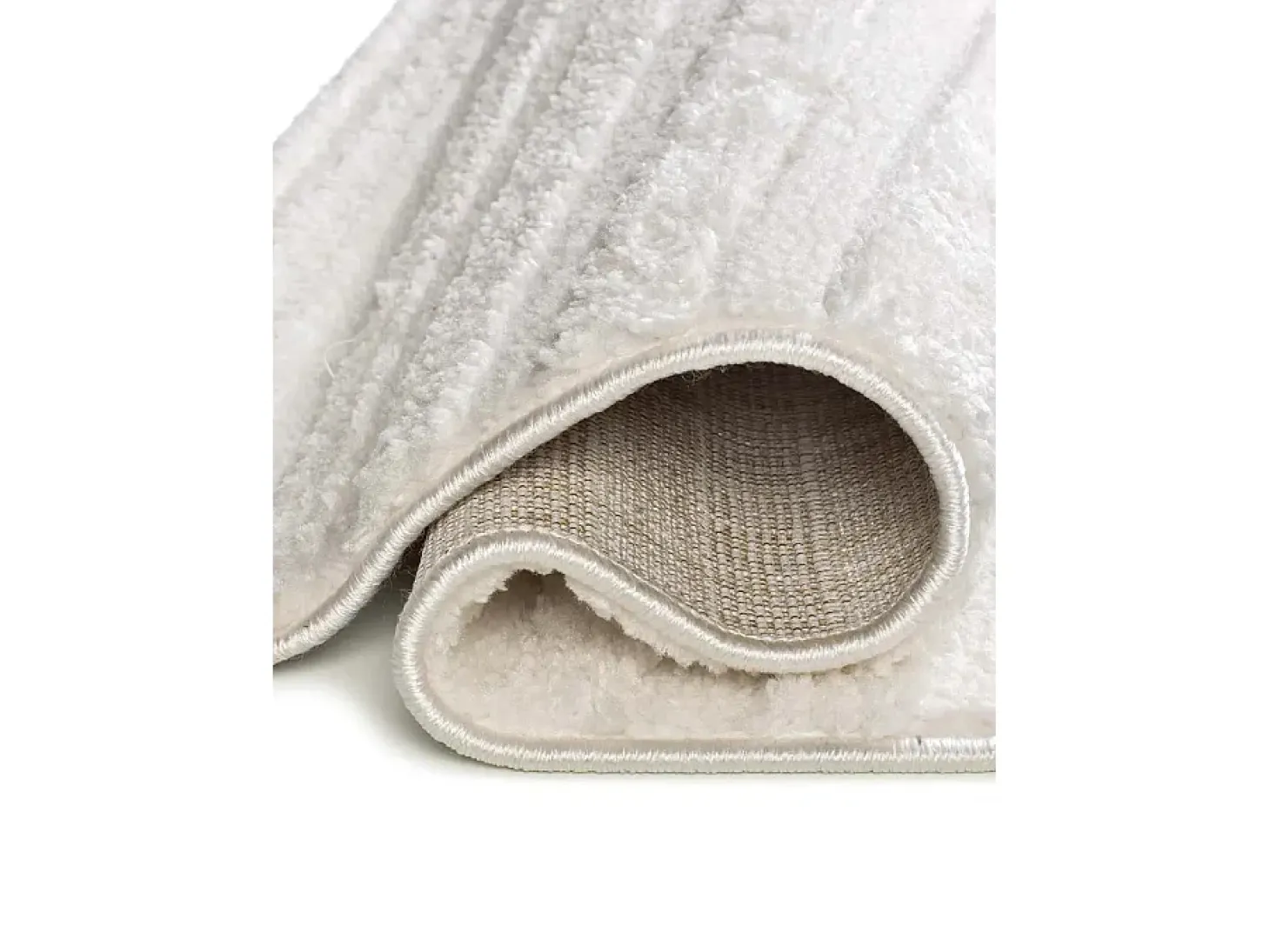 Alfombra interior - geométrico con relieve - blanco - 126 x 190 cm - JUNO
