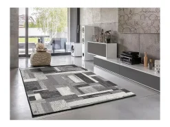 Alfombra interior - geométrico - gris - 57 x 110 cm - AMBER