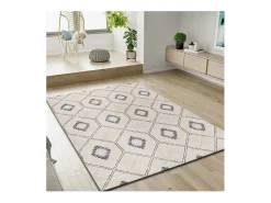 Alfombra interior - geométrico - azul / blanco - 133 x 190 cm - SIROCO
