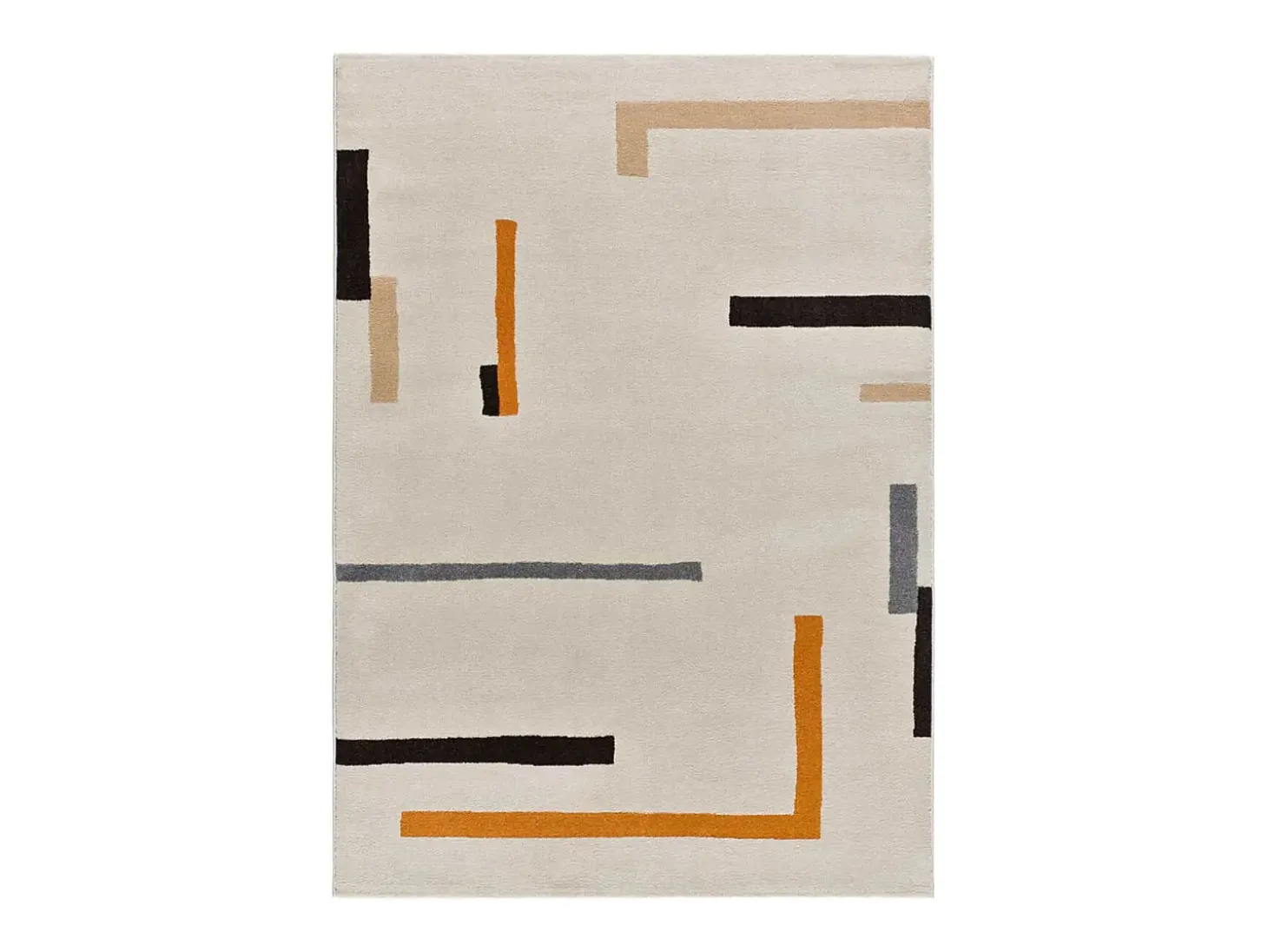 Alfombra interior - geométrico - beige / naranja - 140 x 200 cm - LESSIA