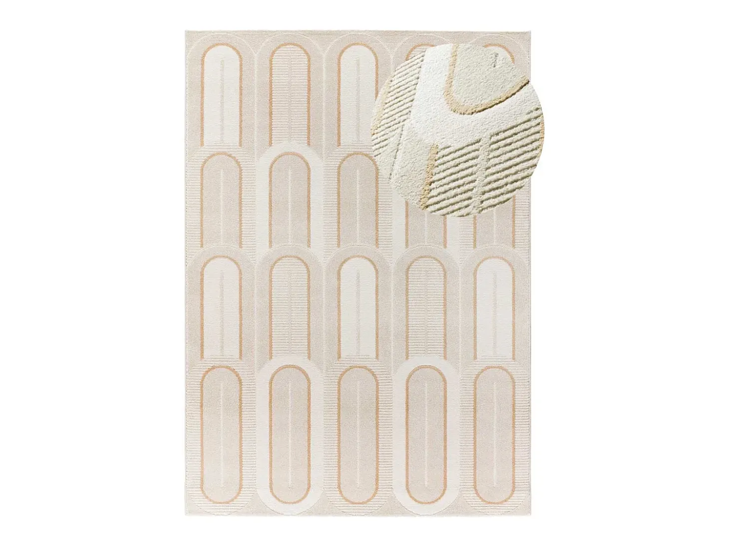 Alfombra interior - geométrico con relieve - blanco - 200 x 290 cm - FLORA