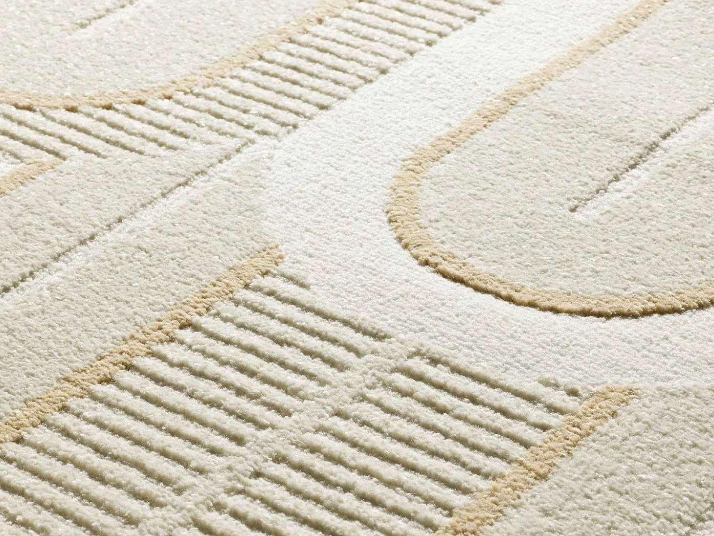 Alfombra interior - geométrico con relieve - blanco - 200 x 290 cm - FLORA