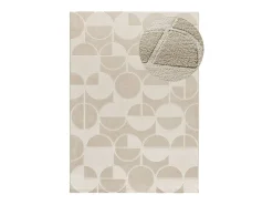 Alfombra interior - geométrico con relieve - blanco - 133 x 190 cm - FLORA