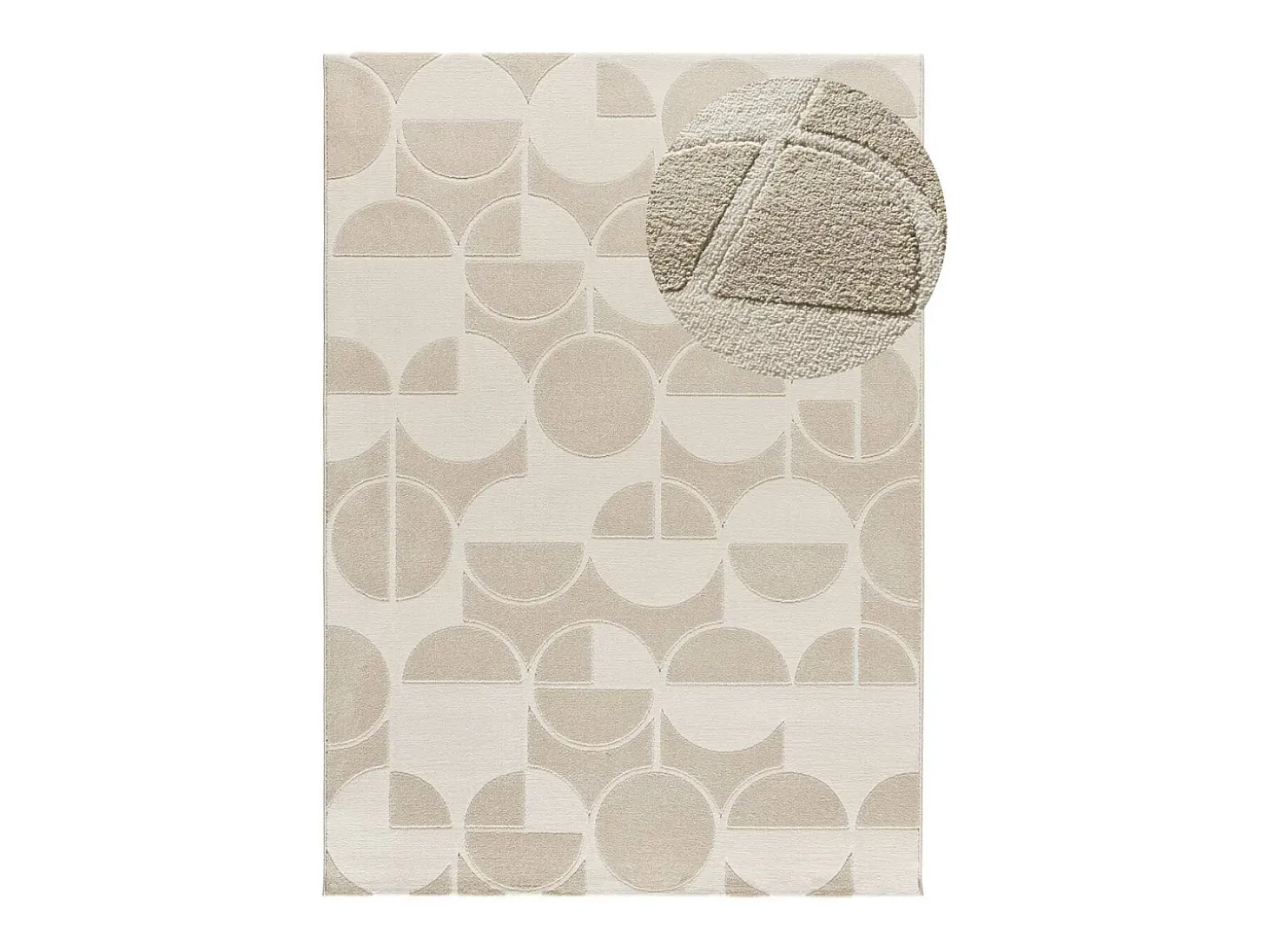 Alfombra interior - geométrico con relieve - blanco - 133 x 190 cm - FLORA