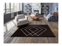 Alfombra interior - geométrico - negro - 133 x 190 cm - BREDA
