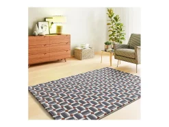 Alfombra interior - geométrico con relieve - azul / blanco - 160 x 230 cm - AMARA