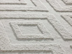 Alfombra interior - geométrico con relieve - crema - 60 x 110 cm - ESTILO