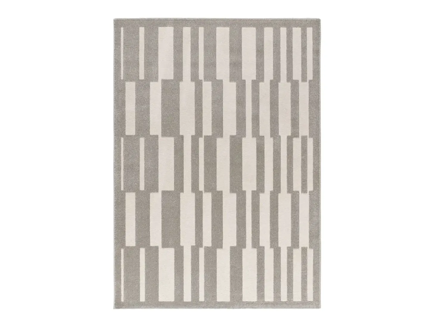 Alfombra interior - geométrico con relieve - gris / blanco - 200 x 290 cm - BARESA