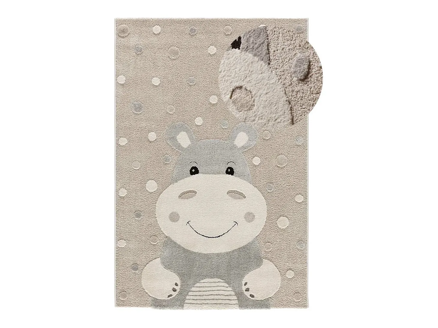 Alfombra interior - infantil hipopótamo - piedra - 120 x 170 cm - CLOWN