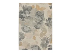 Alfombra interior - motivos florales - gris / beige - 80 x 150 cm - FLORES SUNSET