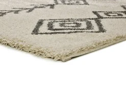 Alfombra interior - shaggy étnico - blanco - 80 x 150 cm - ATLAS