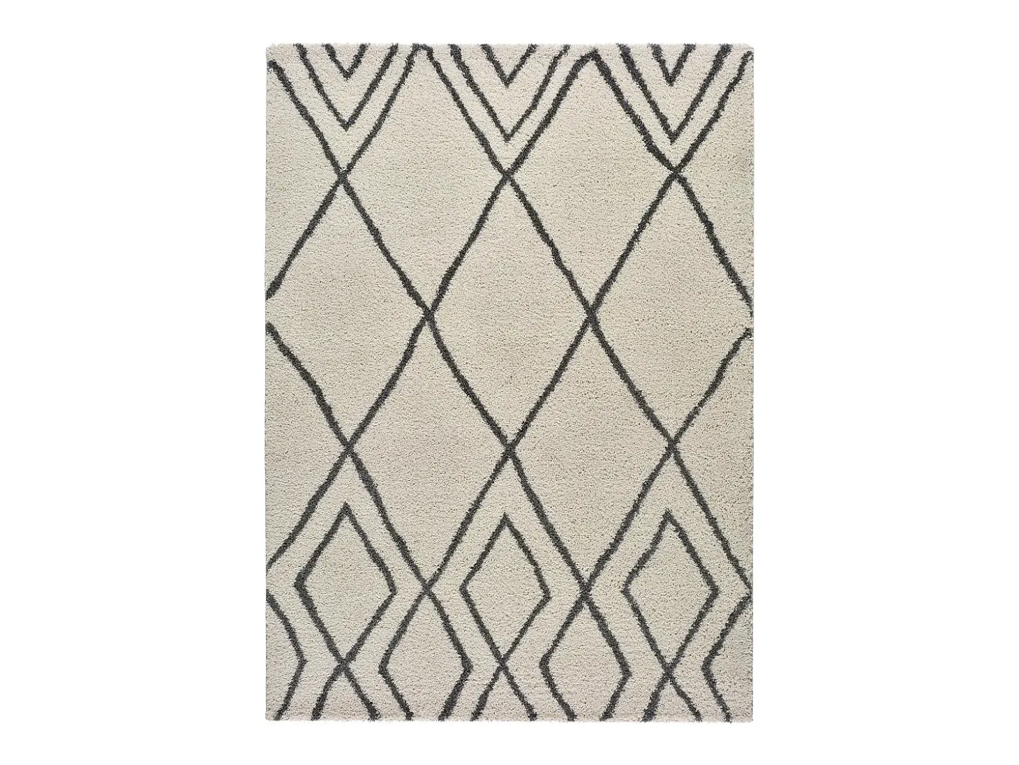 Alfombra interior - shaggy étnico - blanco - 133 x 190 cm - ATLAS