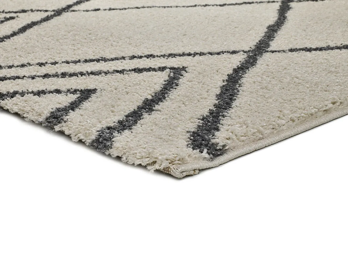 Alfombra interior - shaggy étnico - blanco - 133 x 190 cm - ATLAS