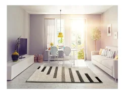 Alfombra interior - shaggy geométrico - beige / gris - 135 x 190 cm - SCENIC