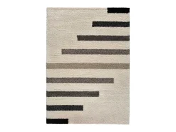 Alfombra interior - shaggy geométrico - beige / gris - 135 x 190 cm - SCENIC