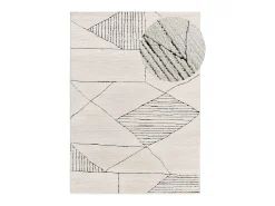 Alfombra interior - étnico con relieve - blanco - 80 x 150 cm - TURIN