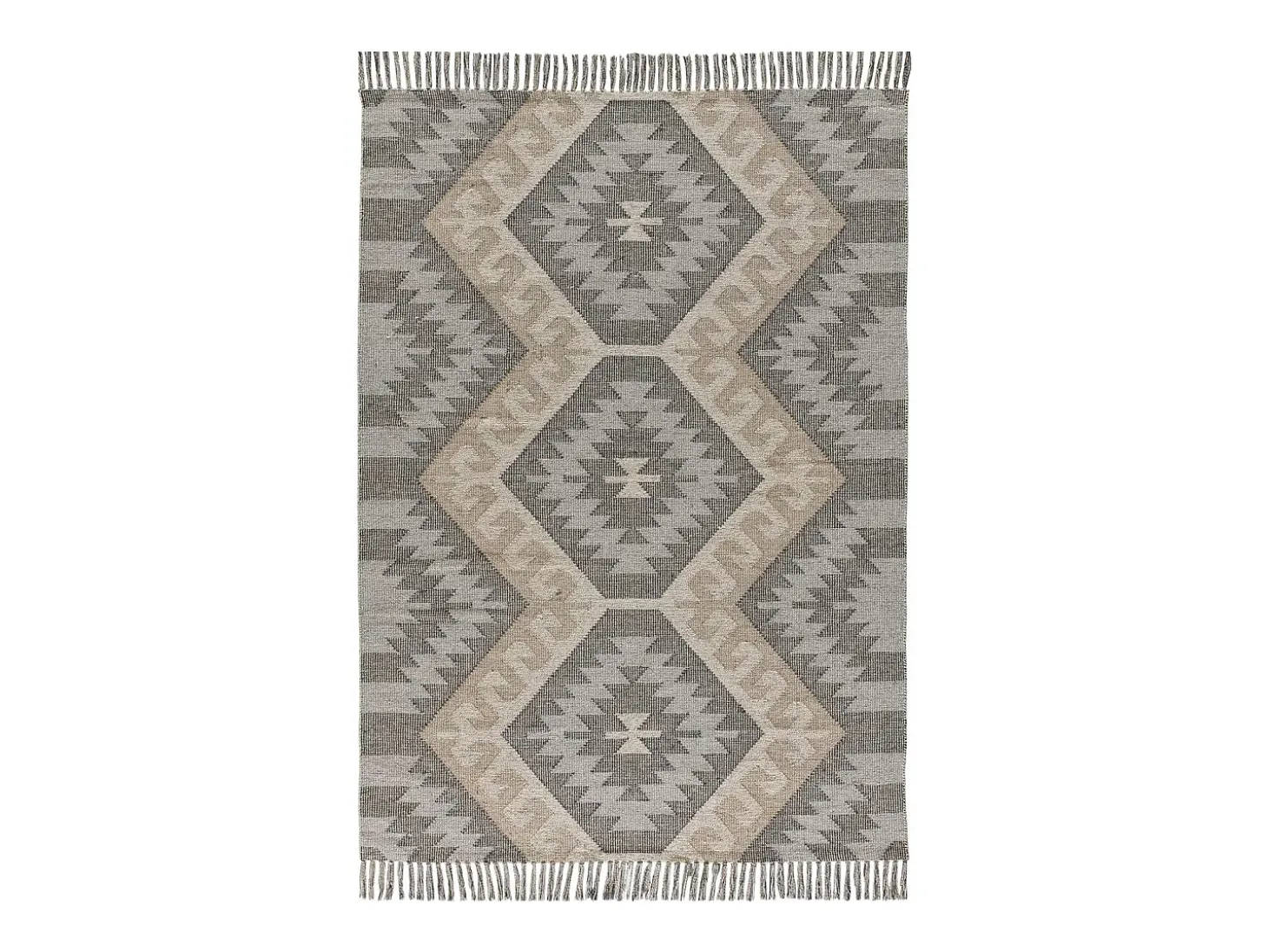 Alfombra interior - étnico - gris - 80 x 120 cm - CHANDIA