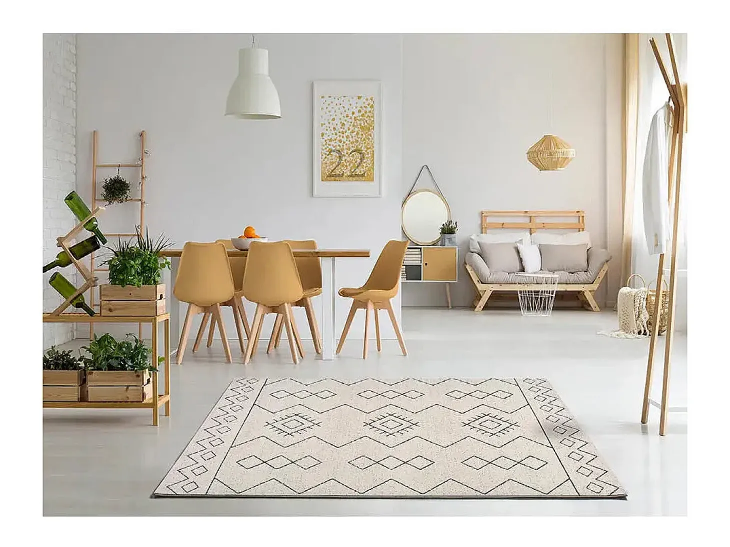 Alfombra interior - étnico - blanco - 80 x 150 cm - MALIKA