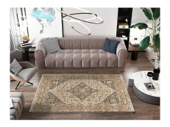 Alfombra interior - vintage - beige / gris - 160 x 230 cm - DELTA