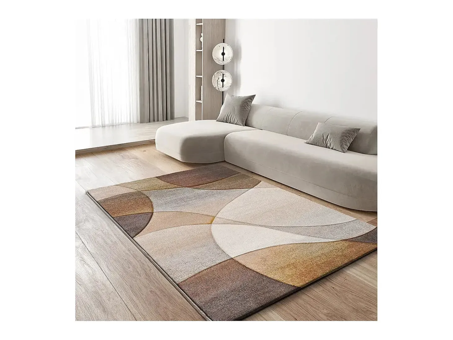 Alfombra interior - abstracto - terracota / beige - 140 x 200 cm - BADET
