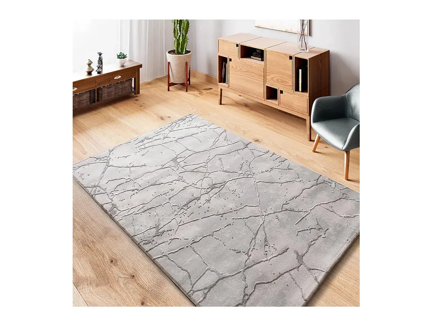 Alfombra interior - efecto marmol con relieve - gris - 154 x 230 cm - ORIS