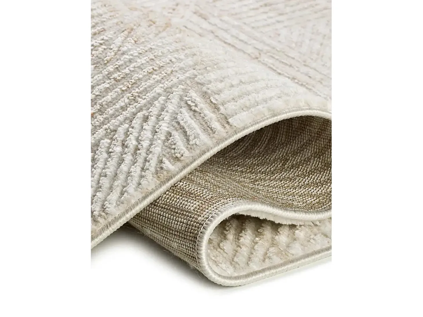 Alfombra interior - geométrico con relieve - beige / caldera - 77 x 150 cm - KEOPS