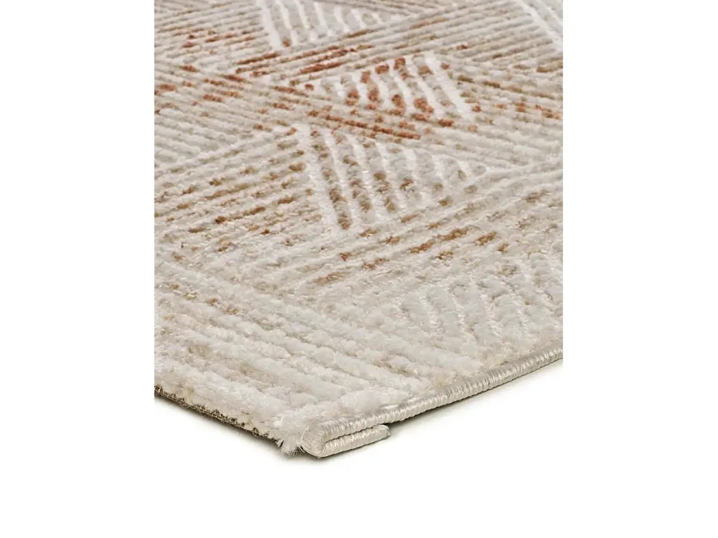 Alfombra interior - geométrico con relieve - beige / caldera - 154 x 230 cm - KEOPS