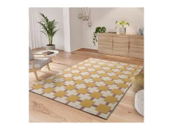 Alfombra interior - geométrico - mostaza / rosa - 160 x 230 cm - FLASHY