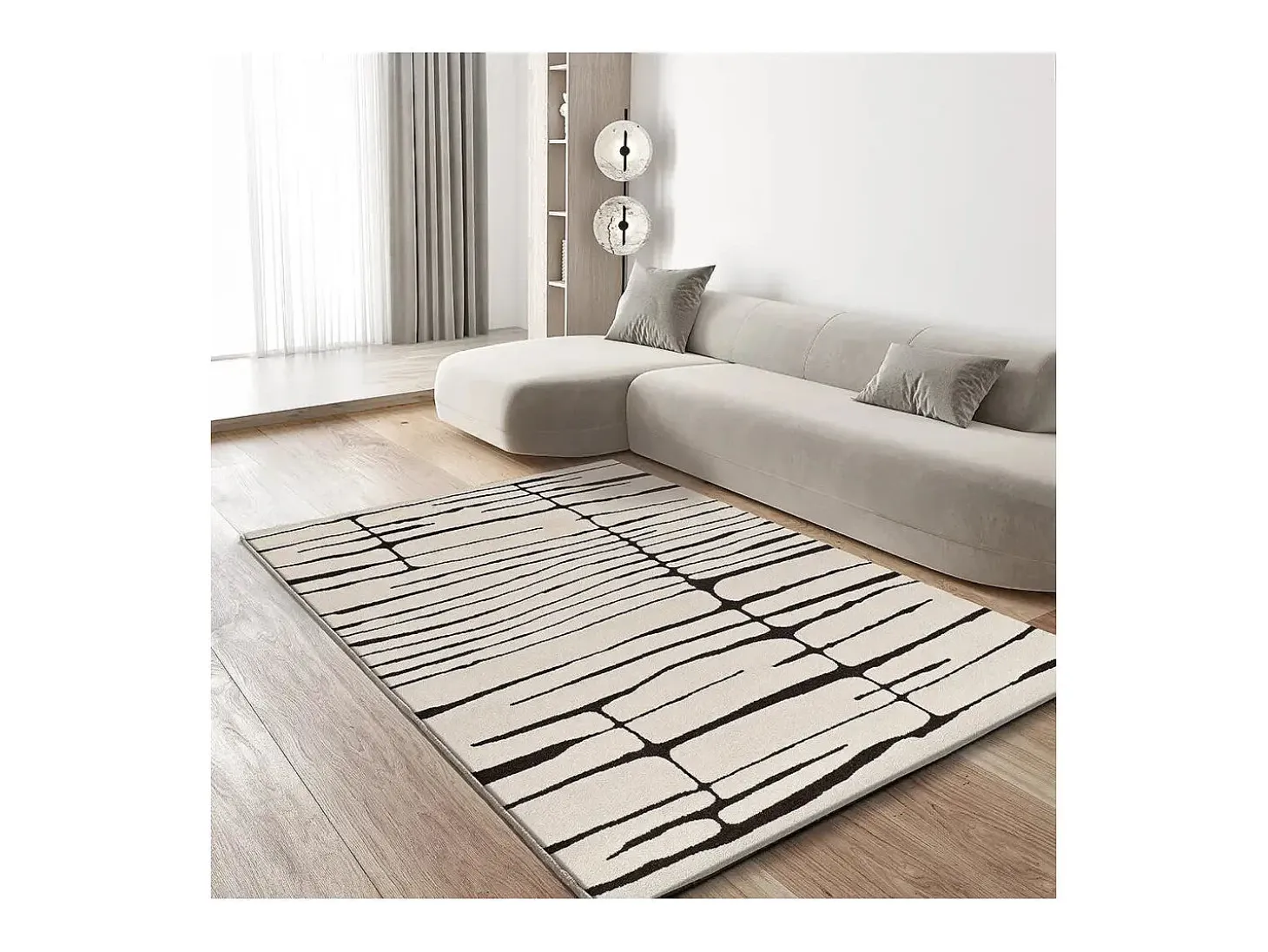Alfombra interior - moderno - blanco / negro - 133 x 190 cm - RETRO